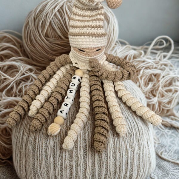 Doudou crochet poulpe personnalisé fait main