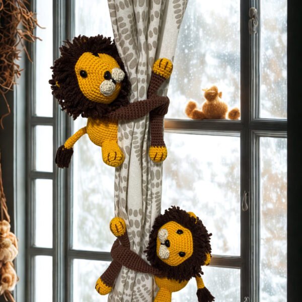 Attache rideaux lion crochet personnalisé fait main